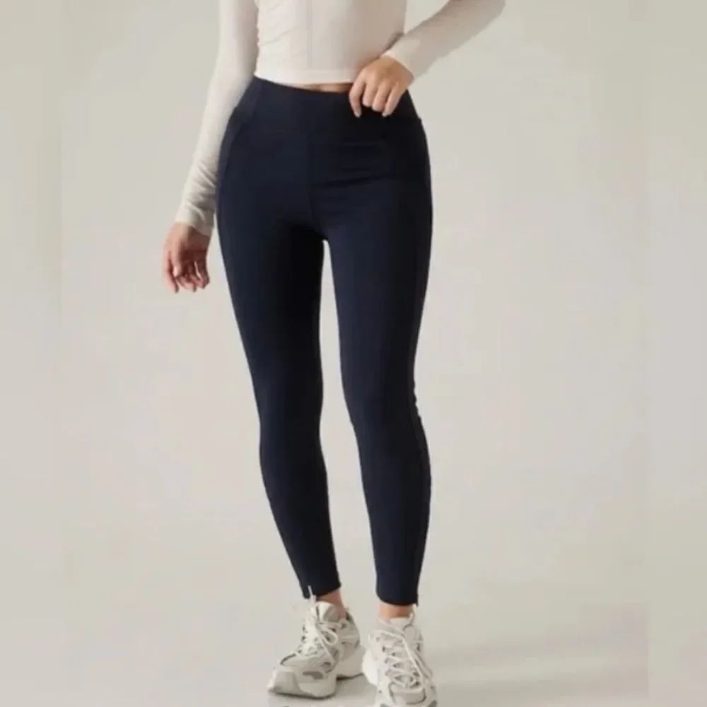 Athleta Delancey Skyline Tight Legging Navy Blue Ankle Zip